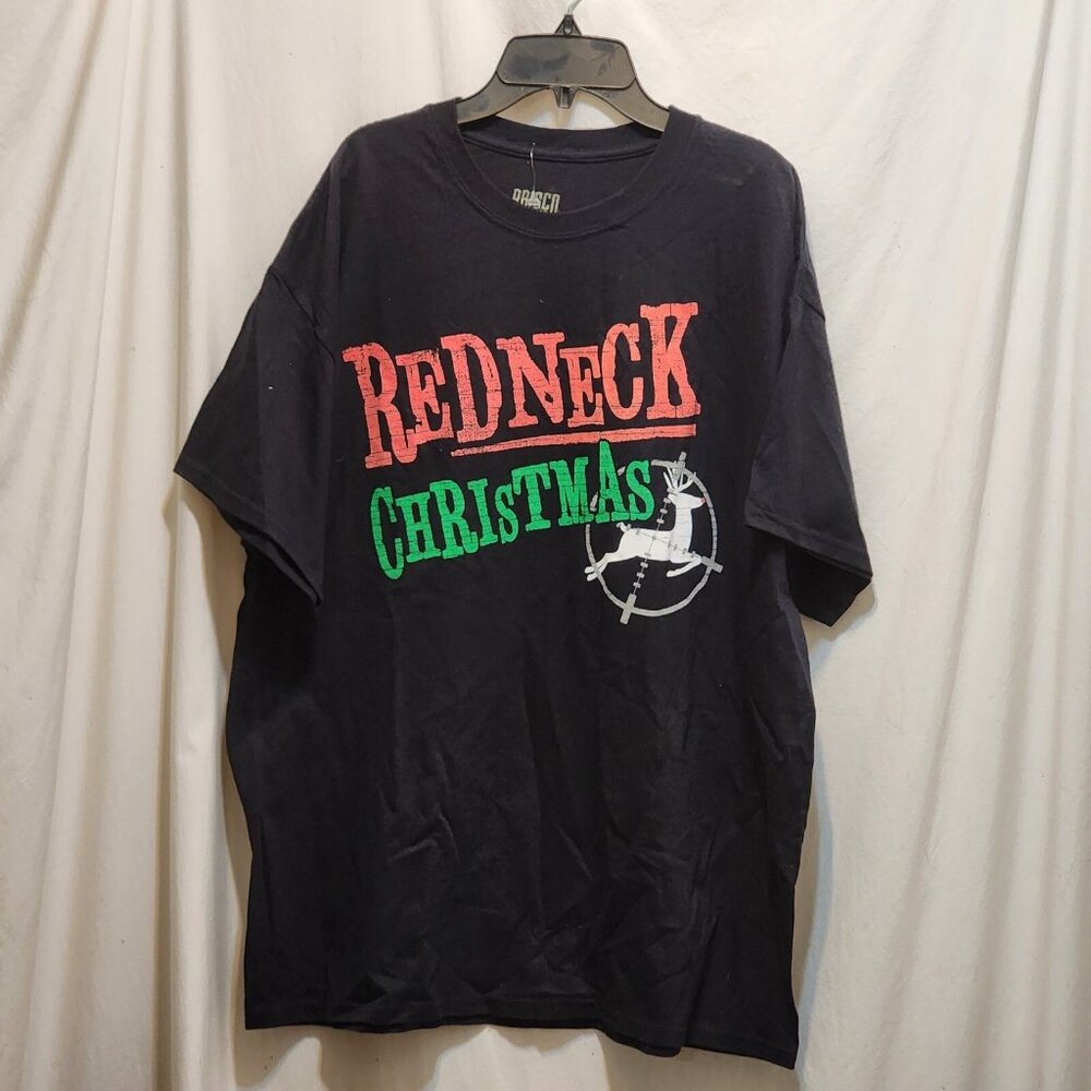 Brisco Brands Redneck Christmas Deer Rifle Scope Crosshairs Black T-Shirt‎ XL